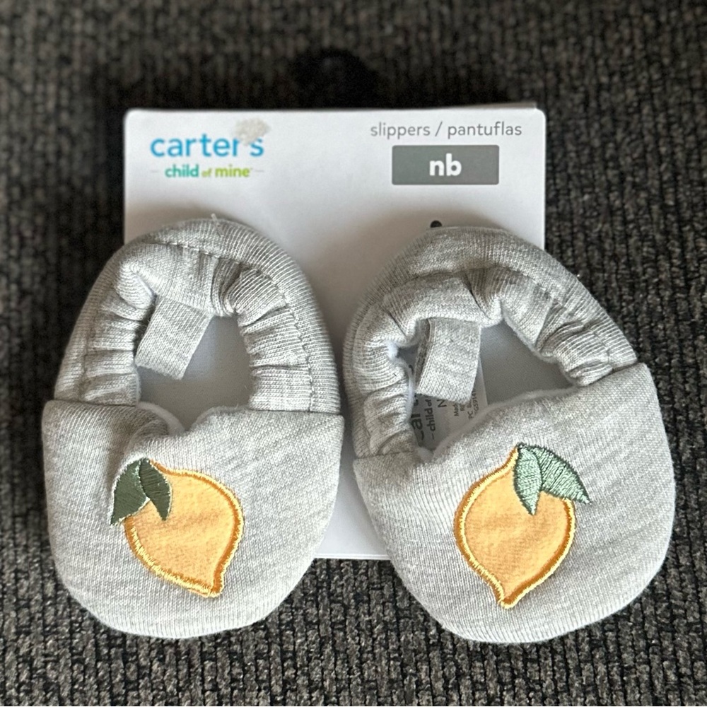 Carters child of mine Newborn baby lemon slippers